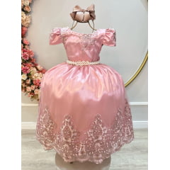 Vestido Infantil de Festa Luxo Realeza Rose