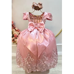 Vestido Infantil de Festa Luxo Realeza Rose