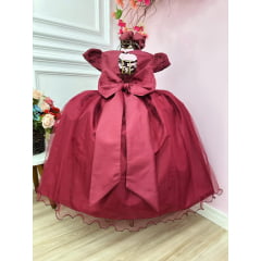 Vestido Infantil de Festa Marsala Vermelho