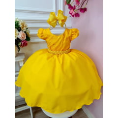 Vestido Infantil Festa Amarelo PROMO