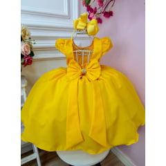 Vestido Infantil Festa Amarelo PROMO