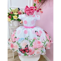 Vestido Infantil Floral Barrado