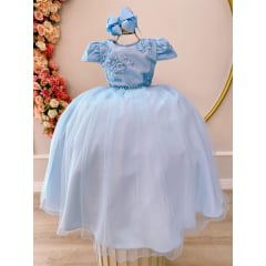 Vestido Infantil Longo Azul Claro