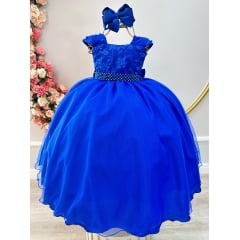 Vestido Infantil Longo Azul Royal