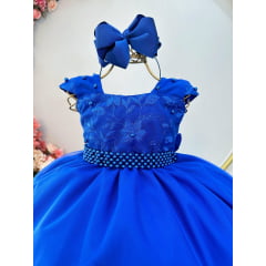 Vestido Infantil Longo Azul Royal