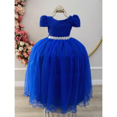 Vestido Infantil Longo Azul Royal