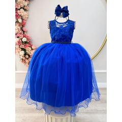 Vestido Infantil Longo Azul Royal