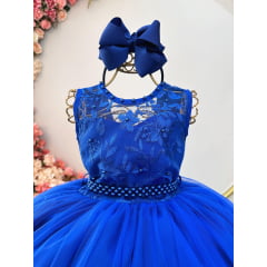 Vestido Infantil Longo Azul Royal