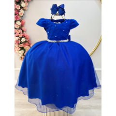 Vestido Infantil Longo Azul Royall