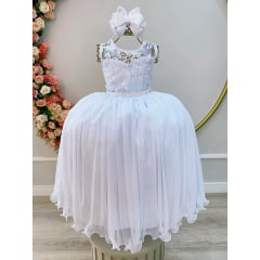 Vestido Infantil Longo Branco Nervura