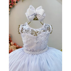 Vestido Infantil Longo Branco Nervura