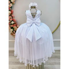 Vestido Infantil Longo Branco Nervura