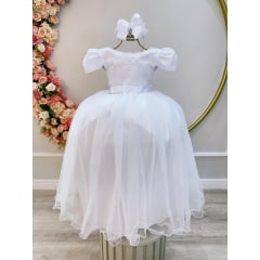 Vestido Infantil Longo Branco Perola Dama