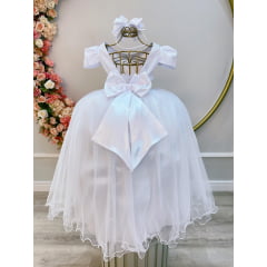 Vestido Infantil Longo Branco Perola Dama