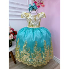 Vestido Infantil Longo de Festa Marfim Tiffany