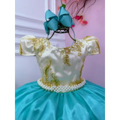 Vestido Infantil Longo de Festa Marfim Tiffany