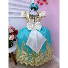 Vestido Infantil Longo de Festa Marfim Tiffany