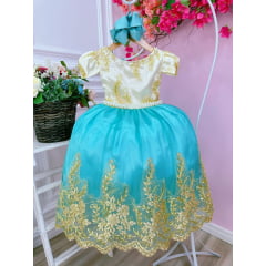 Vestido Infantil Longo de Festa Marfim Tiffany