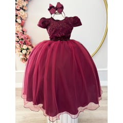 Vestido Infantil Longo de Festa Marsala