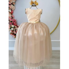 Vestido Infantil Longo Dourado