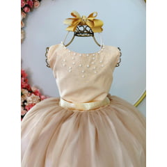 Vestido Infantil Longo Dourado