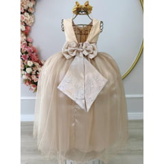 Vestido Infantil Longo Dourado