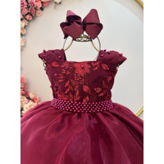 Vestido Infantil Longo Marsala Dama