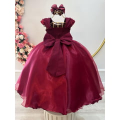 Vestido Infantil Longo Marsala Dama