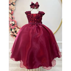 Vestido Infantil Longo Marsala Dama