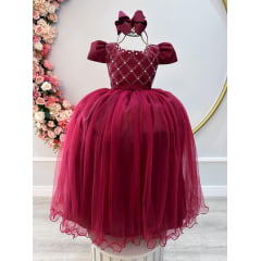 Vestido Infantil Longo Marsala Dama