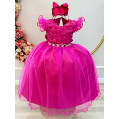 Vestido Infantil Longo Pink Borboleta