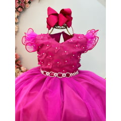 Vestido Infantil Longo Pink Borboleta