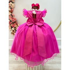 Vestido Infantil Longo Pink Borboleta