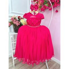 Vestido Infantil Longo Pink Formatura Dama