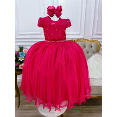 Vestido Infantil Longo Pink Formatura Dama