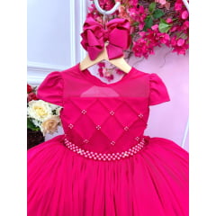 Vestido Infantil Longo Pink Formatura Dama