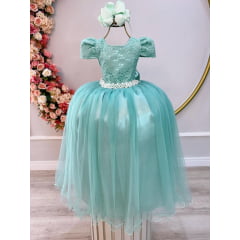 Vestido Infantil Longo Verde Menta