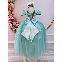 Vestido Infantil Longo Verde Menta