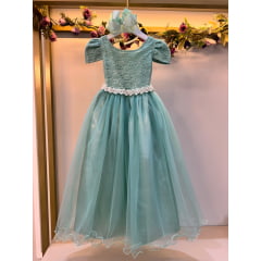 Vestido Infantil Longo Verde Menta