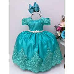 Vestido Infantil Longo Verde Realeza