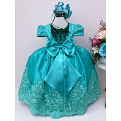 Vestido Infantil Longo Verde Realeza