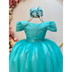 Vestido Infantil Longo Verde Strass