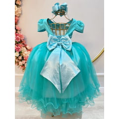 Vestido Infantil Longo Verde Strass