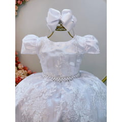 Vestido Infantil Luxo Branco Realeza Damas