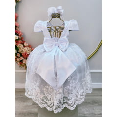 Vestido Infantil Luxo Branco Realeza Damas