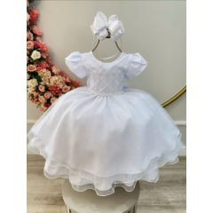 Vestido Infantil Luxo Branco Realeza Damas