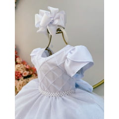 Vestido Infantil Luxo Branco Realeza Damas