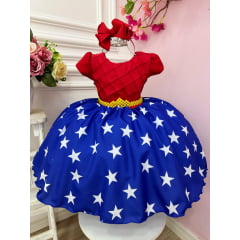 Vestido Infantil Luxo Compatível com Mulher Maravilha