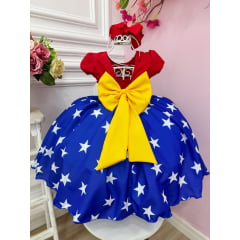 Vestido Infantil Luxo Compatível com Mulher Maravilha