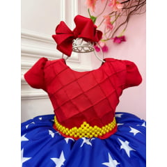 Vestido Infantil Luxo Compatível com Mulher Maravilha